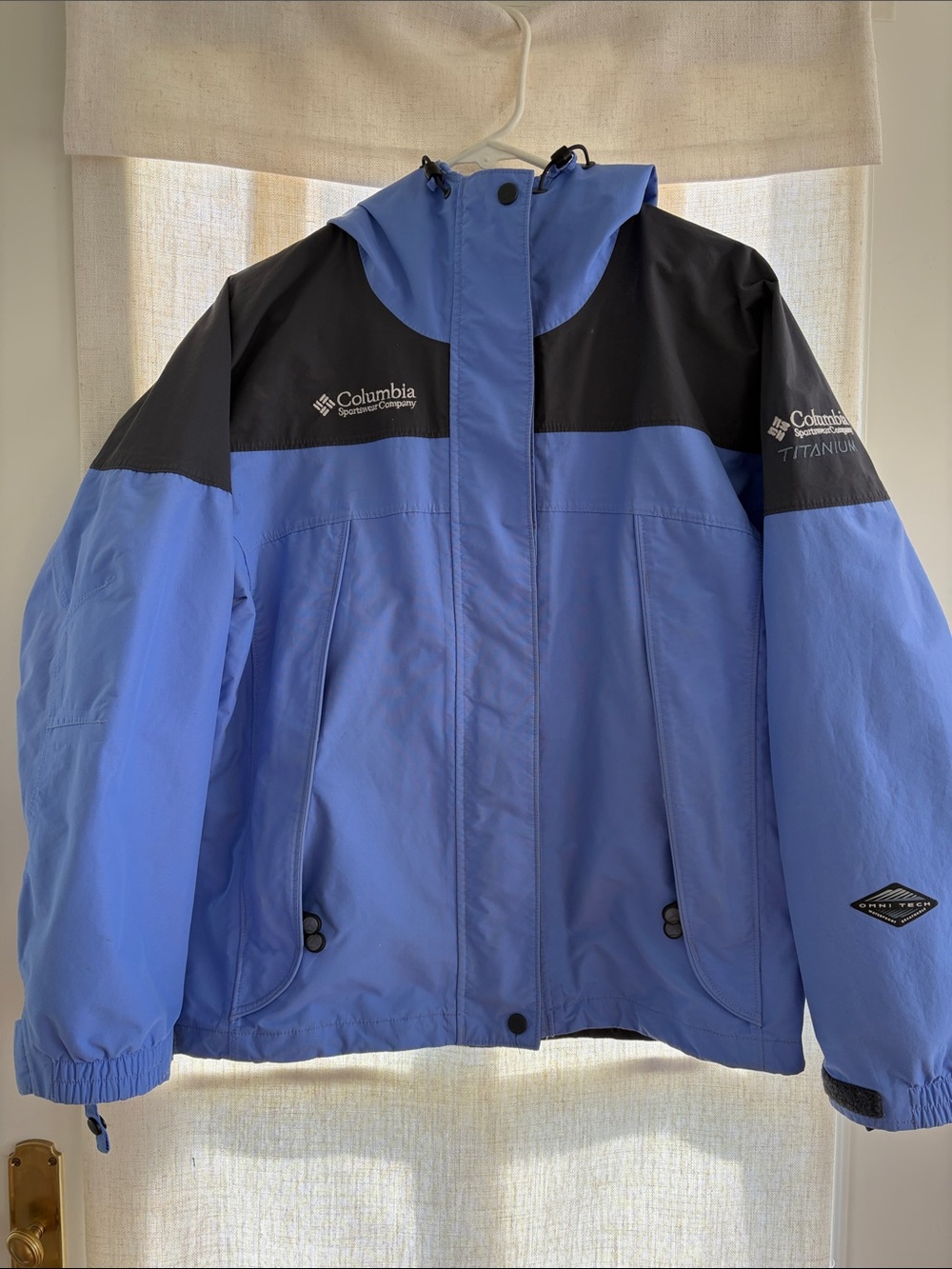 Columbia Kids Blue and Black Waterproof Titanium Rain Jacket